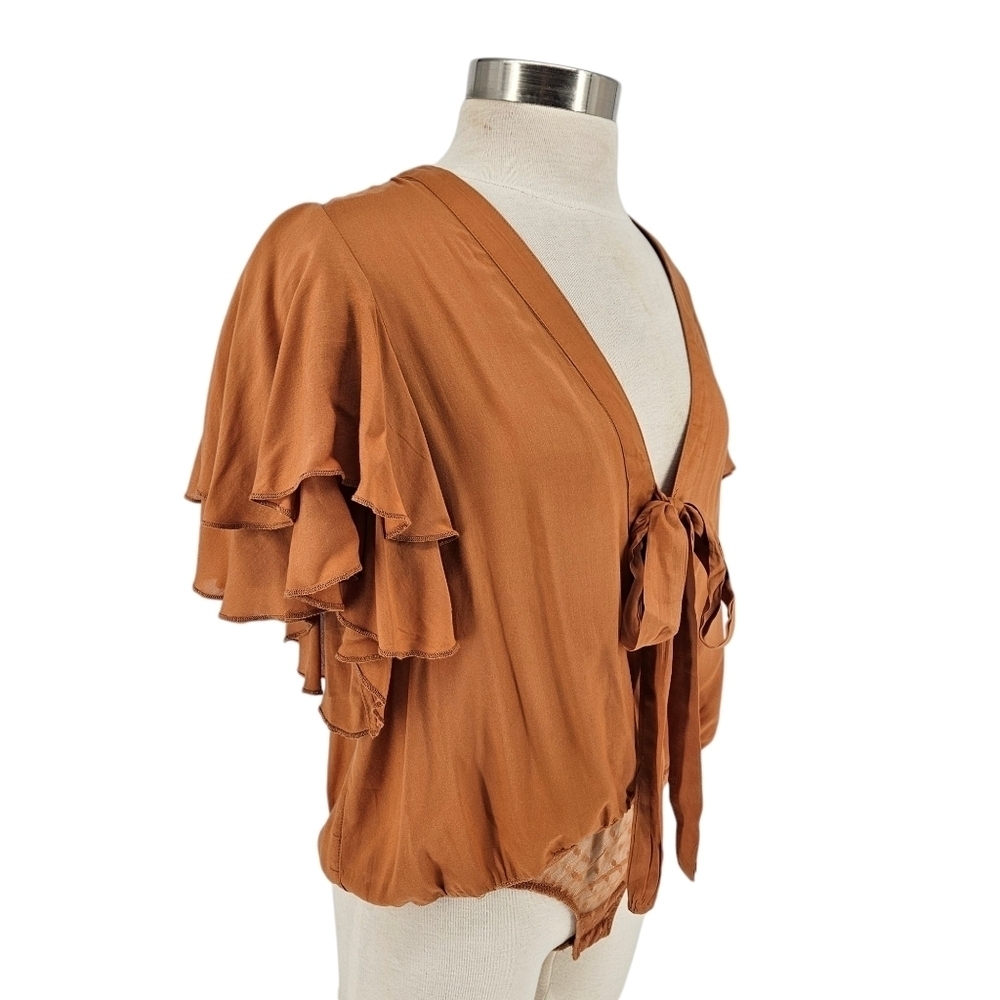 Intimately Free People Call Me Later Bodysuit Flutter Sleeve One Piece Small - Picture 3 of 13